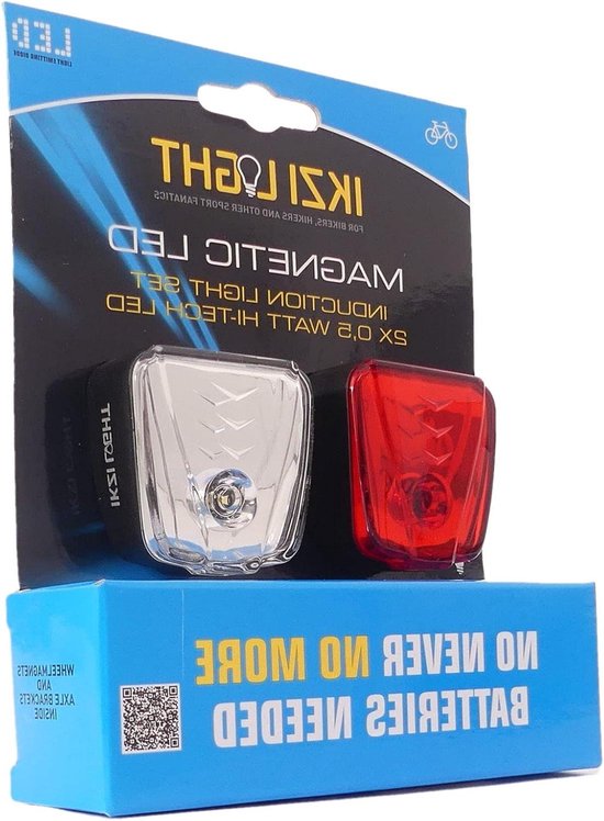 Fietsverlichting Set - Inductie Verlichting - Veilig Fietsen - Zelfstroom Opwekking - 0.5W - Rood Wit