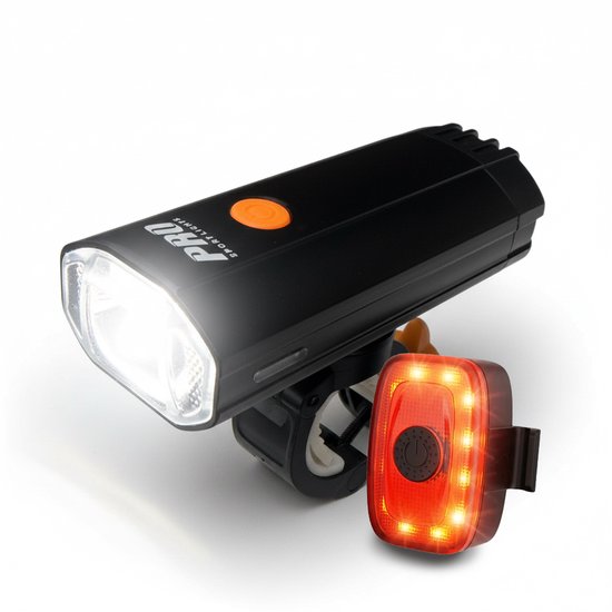 Fietsverlichting Set Koplamp Achterlicht 1200 en 120 Lumen LED Fietslamp USB Oplaadbaar