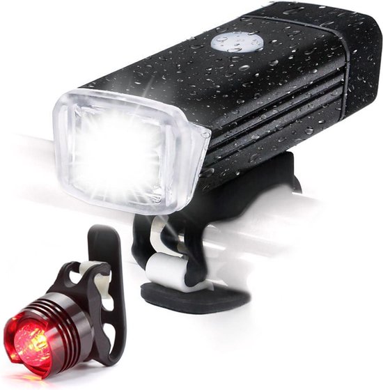 Fietsverlichting set lamp Led USB Koplamp AAA Verlichting Wielrennen - Voor en Achter Oplaadbare Batterijen AA - Bartief®