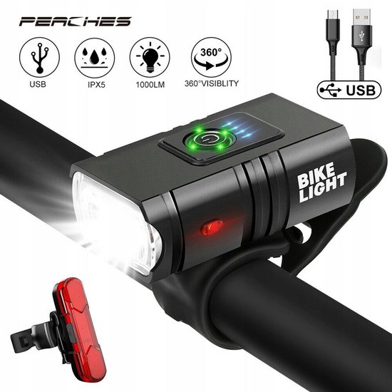 Fietsverlichting Set LED - Fietslampjes Voorlicht & Achterlicht - Fietslamp USB Oplaadbaar - MTB & Racefiets Verlichting - Waterdicht Fietslicht