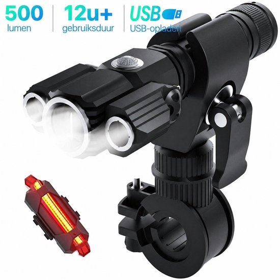 Fietsverlichting Set LED - Fietslampjes Voorlicht & Achterlicht - Fietslamp USB Oplaadbaar - MTB & Racefiets Verlichting - Waterdicht Fietslicht