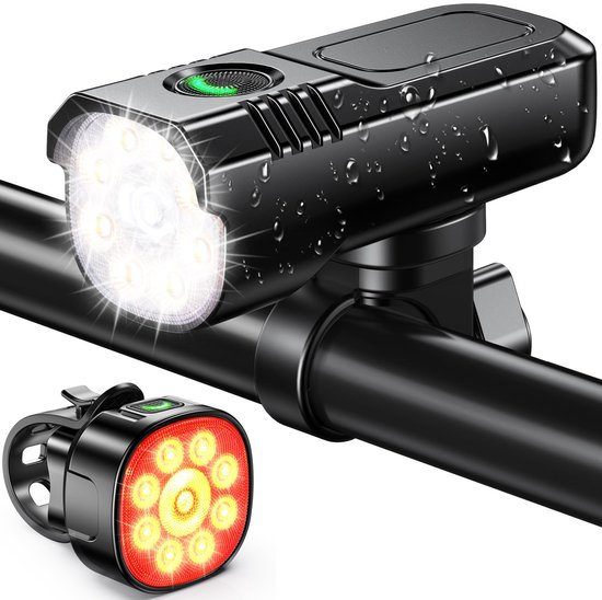 Fietsverlichting Set LED - Fietsverlichting - Fietslampjes Voorlicht & Achterlicht - Fietslamp USB Oplaadbaar - MTB & Racefiets Verlichting - Waterdicht Fietslicht