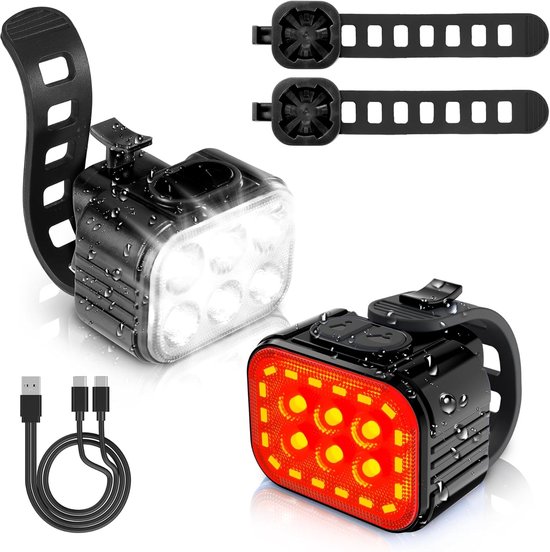 Fietsverlichting Set - LED Fietsverlichting - Waterdicht - USB - LED Voor - en Achterlicht - Lichtgewicht - Touchbediening - 200 Lumen