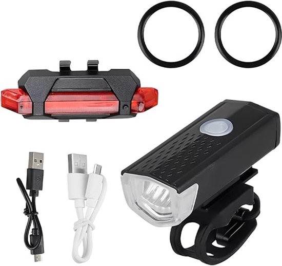 Fietsverlichting Set LED - Voorlicht + Achterlicht voor racefietsen - Fietslampjes Voorlicht & Achterlicht - Oplaadbare Fietsverlichting -Fietslamp USB Oplaadbaar - MTB & Racefiets Verlichting - Waterdicht Fietslicht - Veilig en Duurzaam