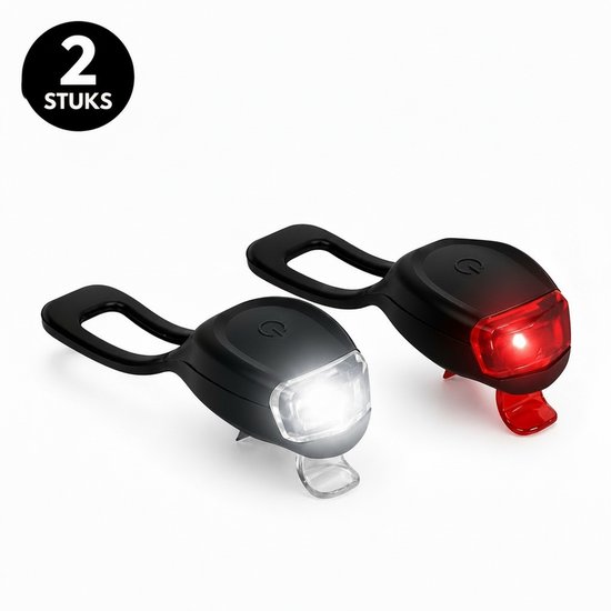 Fietsverlichting Set Voor & Achter – LED Fietslamp Batterij – Waterdicht – Inclusief 4x CR2032 – Sterke Fiets Lampen – Eenvoudige Montage
