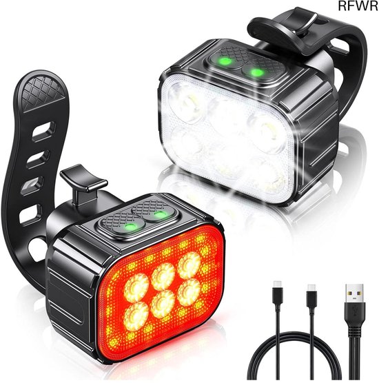 Fietsverlichting Set - Voor en achter - Veilig Fietsen - Gecombineerd Lichtbeeld - 500 Lumen - Zwart