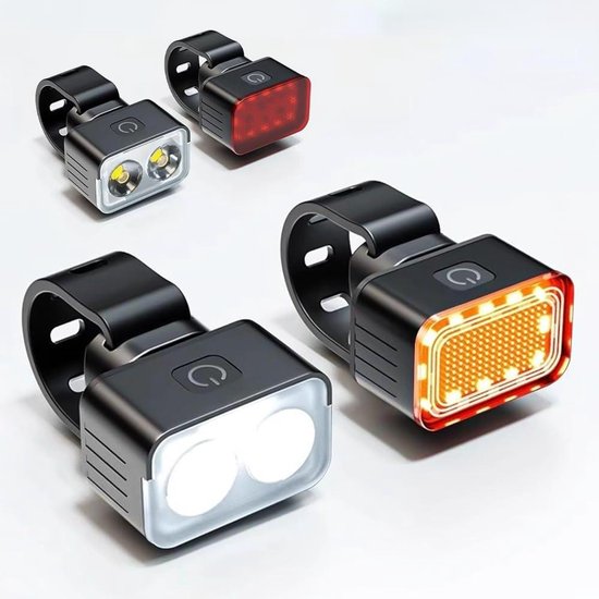 Fietsverlichting Set voor Trek Ticket S 2021 – USB Oplaadbare Voor- en Achterlamp, Waterdichte Fietslampen voor Nachtfietsen en Stads- / MTB-fietsen, C front + back