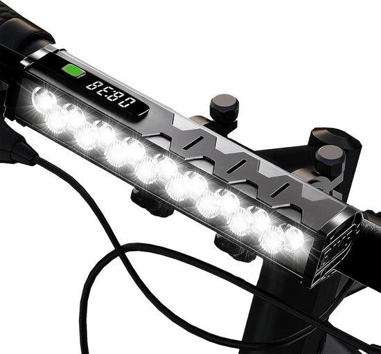 Fietsverlichting Set - Voorlamp Achterlicht - Nacht Fietsen - 25500 Lumen - 10000 mAh Batterij - Zwart