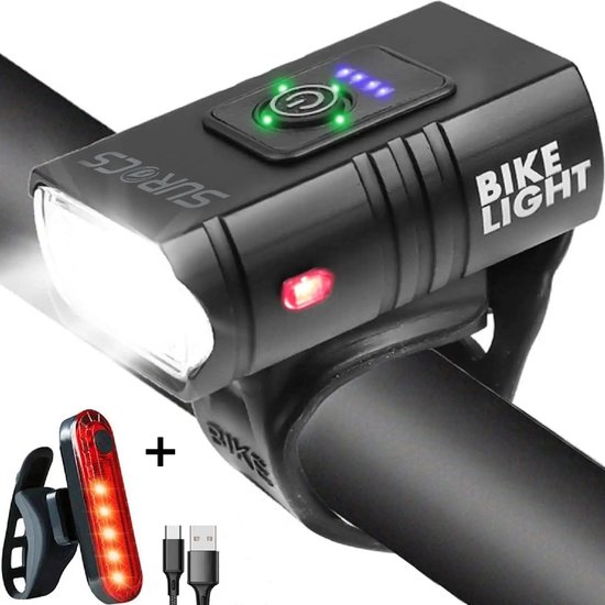 Fietsverlichting USB oplaadbaar - 1000 Lumen - Voorlicht & Achter verlichting - Fatbike verlichting - racefiets verlichting - Koplamp fiets