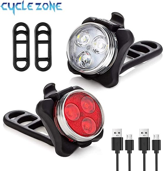 Fietsverlichting USB oplaadbaar - Oplaadbare USB Led Fietslamp - Voorlicht & Achterlicht - Waterdicht