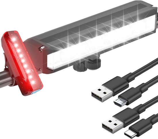 Fietsverlichtingsset met 10000 Lumen en 6 LEDs - Veilig Nacht rijden met USB Oplaadbare en Waterdichte Fietslichten