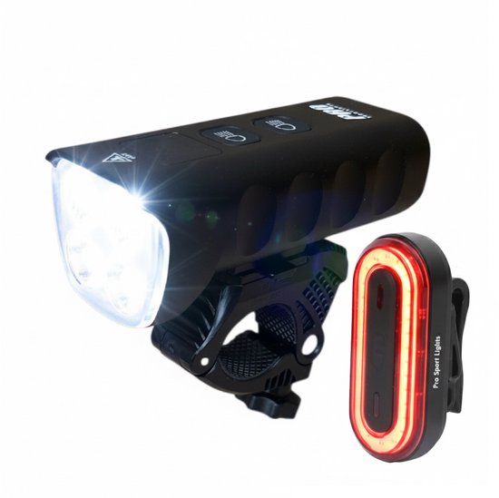 Fietsverlichtingsset Pro Sport Lights - 1800 en 100 Lumen - Performance - koplamp en achterlicht Fiets MTB/Racefiets