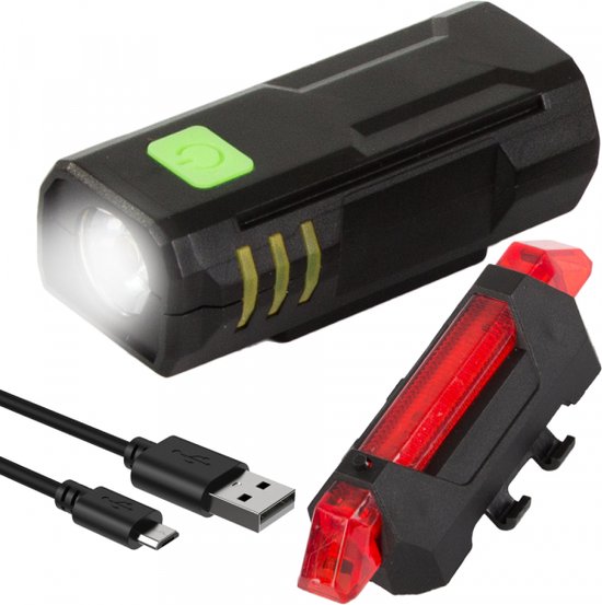 Fietsverlichtingsset Voorlicht en Achterlicht LED koplamp Fietsverlichting
