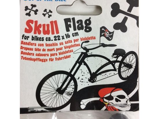 Fietsvlag | Bikeflag | Skull | Doodskop | Piraat | Zwart van Merkloos