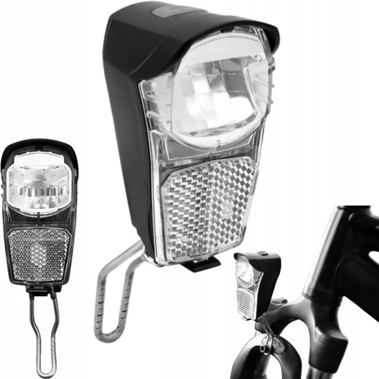 Fietsvoorlicht met reflector, 1W 20 LUX, op vorkmontage