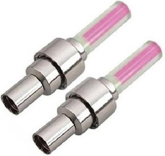 Fietswielverlichting firefly ventiel LED lampjes roze 2 stuks