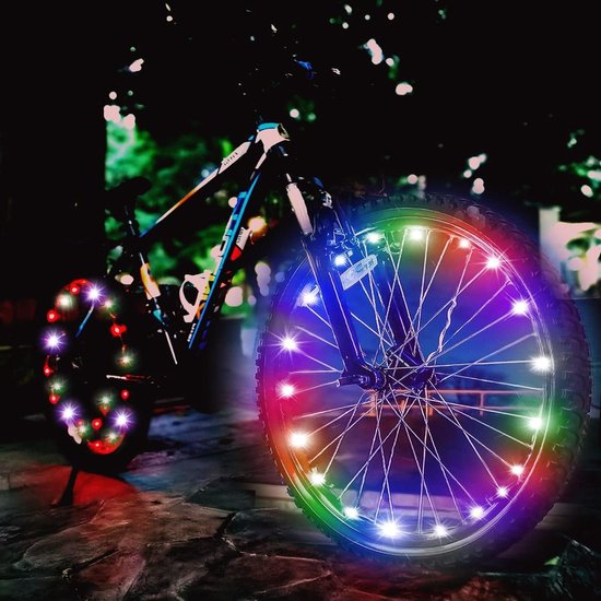 Fietswielverlichting LED - Kleurrijke Verlichting - Nachtelijke Fietsritten - 3 Verlichtingsmodi - 2 Pack - Kleurrijk