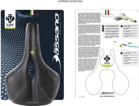 Fietszadel Selle Bassano Suprema 5zone EL Heren met elastomere demping - zwart van Selle Bassano