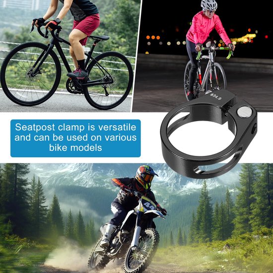 Fietszadelbuis klem 34,9 mm, Aluminium, zwart, snelspanner voor verschillende fietsmodellen