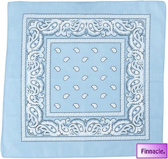 Finnacle - Hip Hop Bandana 100% Katoen Bandana Licht blauw Vierkante Sjaal 50cm * 50cm Hoofdband Boerenzakdoek Voor vrouwen/Mannen/Jongens/Meisjes van Finnacle
