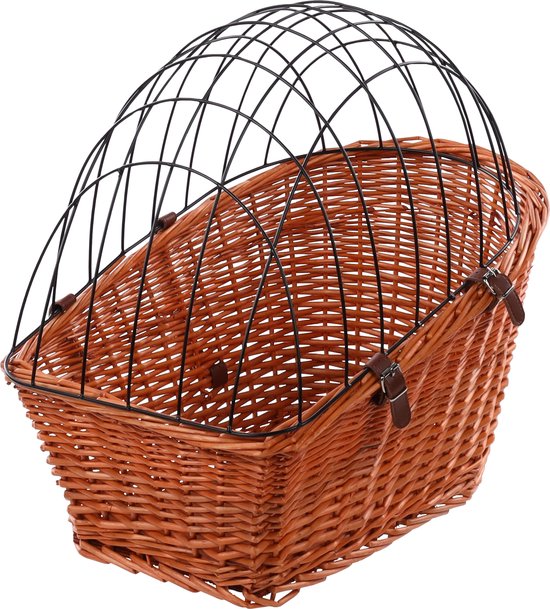 Flamingo Honden Fietsmand Wilgen - Bruin/Zwart - 51 x 31 x 48 cm van Merkloos