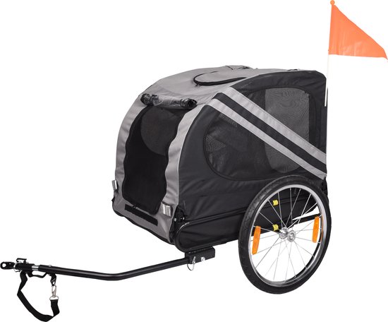 Flamingo Juliette - Fietskar Honden - Fietskar Juliette Grijs/zwart 80x57x64cm - 1st - 124379 - 1st van Flamingo