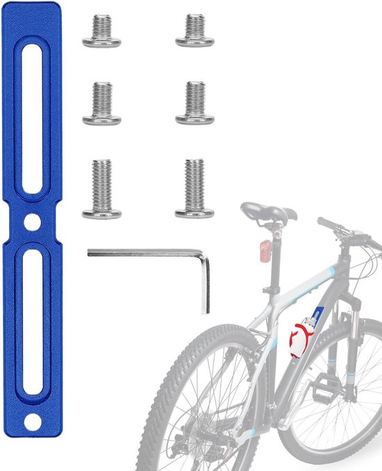 Fleshouder Adapter - Bidon Montage - Fiets Accessoire - Verstelbare Beugel - 16x6x1 cm - Kort Blauw