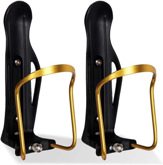 Fleshouder Fiets - Bidonhouder Aluminium - Buiten Fietsen - Verstelbare Maat - 2 Stuks - Goud