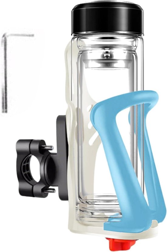 Fleshouder Fiets - Drinkhouder Accessoire - Onderweg Drinken - Gereedschapsloze Montage - 20-35mm Frame - Blauw