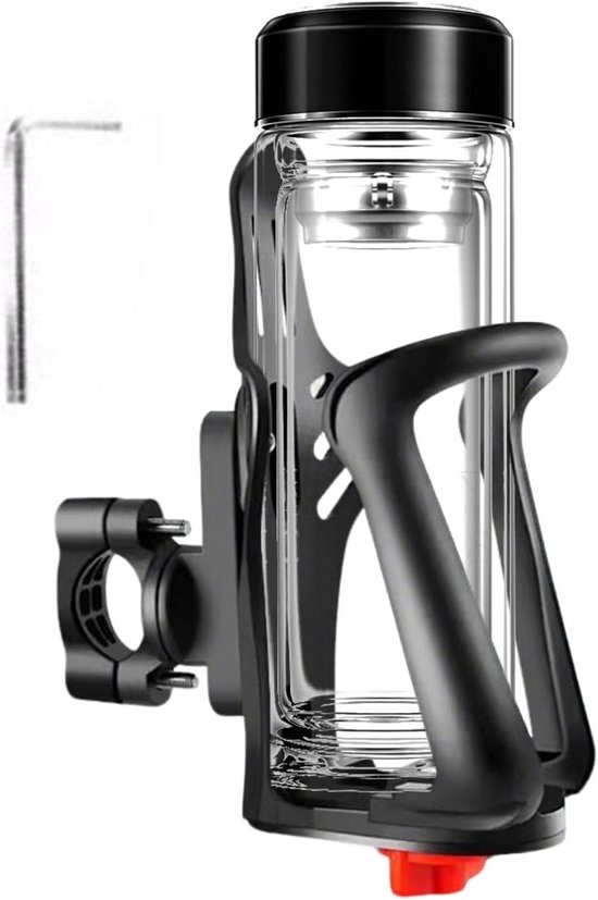 Fleshouder Fiets - Drinkhouder Stuur - Onderweg Drinken - Gereedschapsloze Montage - 20-35mm Frame - Zwart