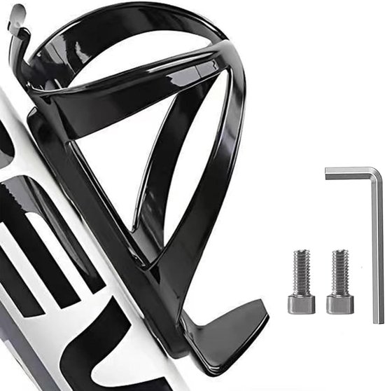 Fleshouder - Universele Plastic Bidonhouder voor Fiets - Lichtgewicht Accessoire met RVS Schroeven en Montagegereedschap - Geschikt voor Mountainbike en Racefiets - Zwarte Kleur - 1 Stuk