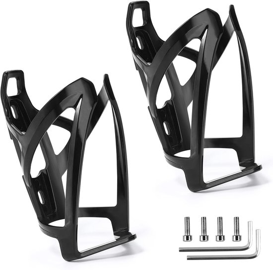 Fleshouder voor Fiets - Duurzaam Ultra Lichtgewicht Kunststof Drinkhouder - PC Flessenhouder voor MTB, Racefiets, Mountainbike - 2 Stuks - Zwart - 1 Set