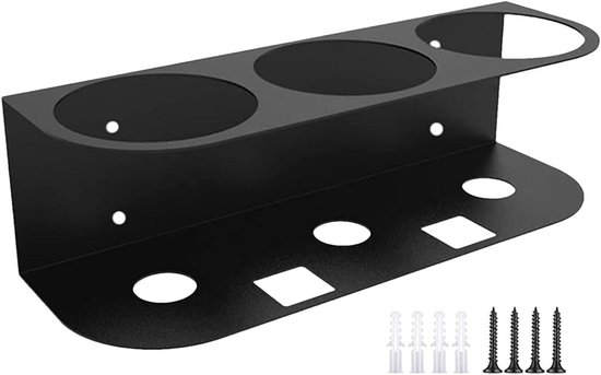 Flessen Houder - Organizer - Garage Opslag - Heavy-Duty Staal - 3 Gaten - Zwart