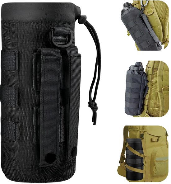 flessenhouder, 1000D nylon Molle flessenhouder, rugzak, flessenhouder, riem, lekvrije drinkflessenhouder, riem, voor kamperen, wandelen, outdoor sport