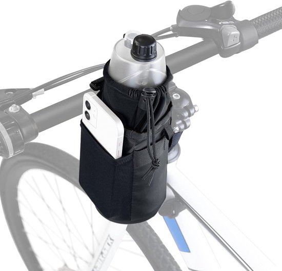 Flessenhouder fiets zonder schroeven - waterdichte fietsbekerhouder drinkflessenhouder met geïsoleerde aluminiumfolie en schouderriem, multifunctionele schoudertas voor e-bike, MTB