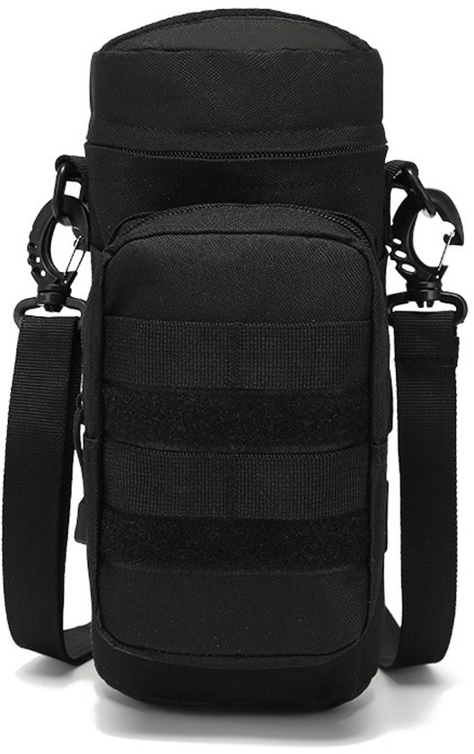 Flessenhouder - flessendrager - waterfleshouder - flessen houder riem - waterfleshouder schouderriem - waterfles houder tas - waterfles houder riem - waterfles houder rugzak - Zwart - Voor wandelen camping reizen sport