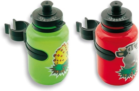 Flessenhouder met Fles - Bekerhouder Kinderfiets - Fietsen met Kinderen - Universele Grip Clip - Ø 27-31.8 mm - Zwart