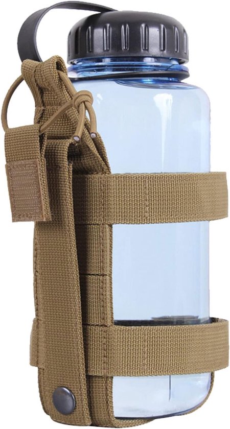 Flessenhouder - Tactische Bidonhouder - Verstelbare Waterfles Tas - Systeem Flessenhouder voor Rugzak en Riem - Duurzaam en Waterdicht Nylon - Outdoor Drinkfles Cover voor Wandelen en Fietsen - Bruin