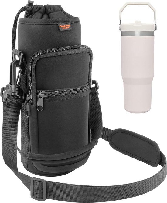 Flessenhouder voor op de fiets, zonder schroeven, drinkflessenhouder, fietsflessenhouder, drankhouder, bidonhouder, met schouderriem van Merkloos