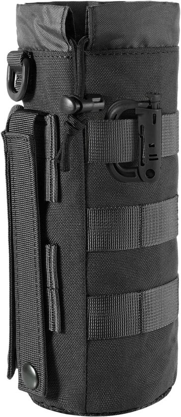 Flessenhouder voor rugzak van duurzaam nylon, tactische rugzak accessoire met koord, verstelbare waterfleshouder voor buitenactiviteiten - zwart. van Merkloos