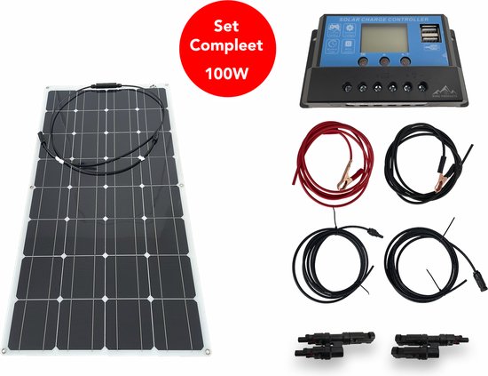 Flexibel Zonnepaneel Camper Compleet Pakket 100W 12V - UltraDun 3MM - Lichtgewicht- Plug Play - Zonnepaneel voor Camper - Zonnepaneel voor Caravan - Zonnepaneel voor Boot - Zonnepaneel voor Tuinhuis van Flex