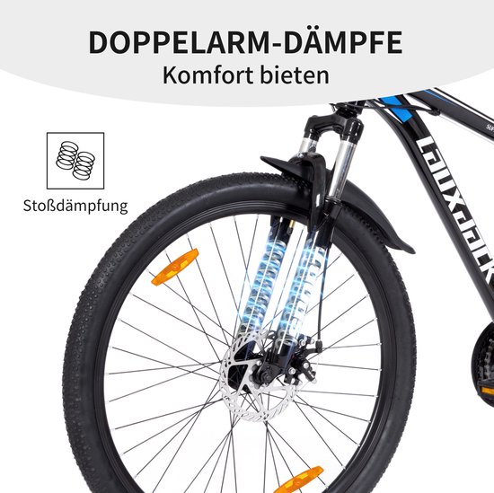 FloraGrace Mountainbike – 27,5 Inch – 21 Versnellingen – Staal – Zwart Blauw – Unisex Voor Dagelijks Gebruik En Offroad