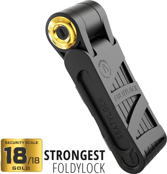 FoldyLock Forever Fietsslot Vouwslot - ART 3 - 18/18 Gold Hoge Kwaliteit - Voor elk type Fiets - Met Houder 90cm van Fold
