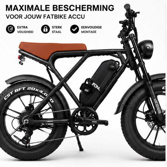 FONL - Batterijslot Voor Fatbike V8, V20, V20 Pro, H9, C80 & C90 – Universeel Fatbike Slot – Zwart - Accuslot