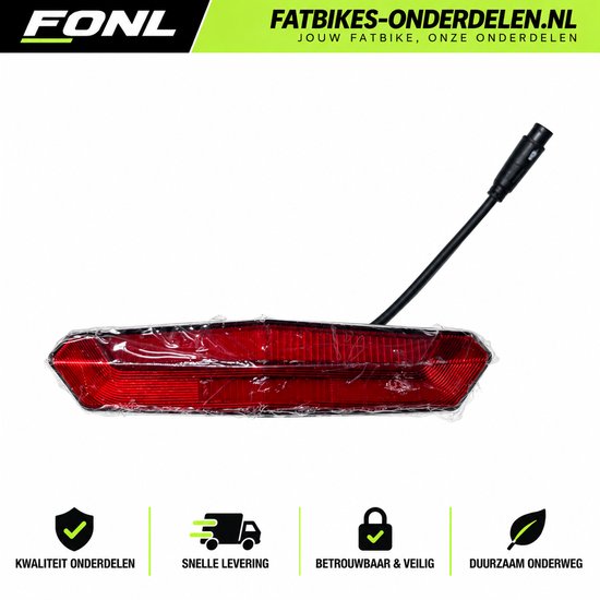FONL Fatbike Achterlicht voor QMWheel V20 - LED Achterlamp met Remlicht - Verlichting Elektrische Fiets - Zwart