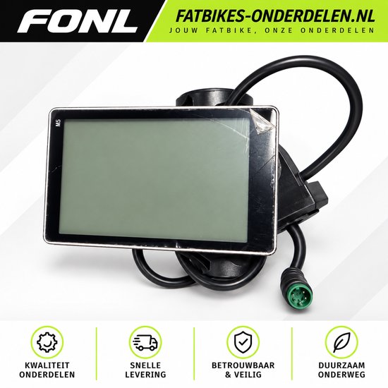 FONL Fatbike Display M5 LCD - Scherm voor Ouxi V8 en H9 - Inclusief Aansluitkabel - Dashboard Elektrische Fiets - Zwart