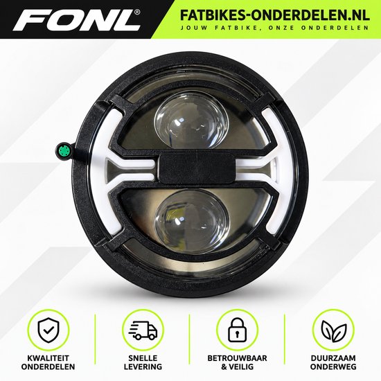 FONL Fatbike Koplamp LED met Knipperlichten - Voorlicht voor Ouxi C80 - Verlichting Elektrische Fiets met Richtingaanwijzer - Zwart