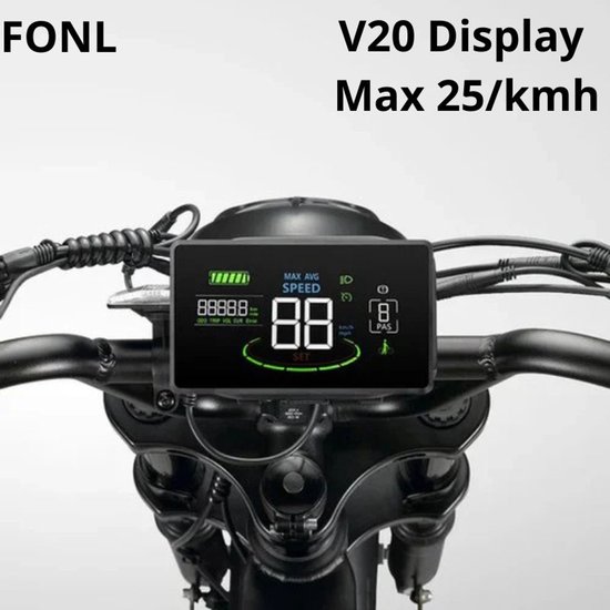 FONL H6C Display - Ouxi V20 fatbike LCD scherm 25 km/u begrensd van Merkloos
