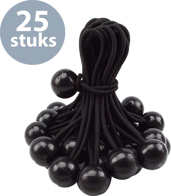ForDig Spanelastiek met bal (25 stuks) - Spanrubber – Spanrubbers – Tentspanner / Zeilspanner / Bootzeil / Spanrubber van Ford