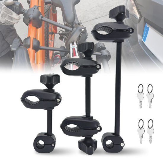 Framehouder fietsendrager set - 3 stuks - afsluitbaar - verstelbaar 30-60 mm - met antikras bescherming - voor meerdere fietsen van Merkloos